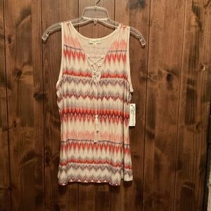 Nurture by Red and Cream Patterned Tank Top